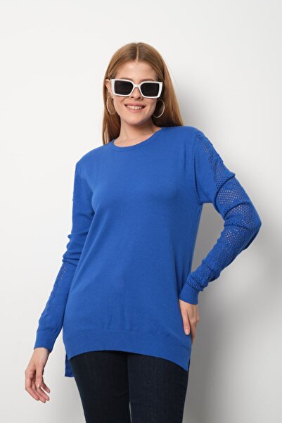 Moda Days Women's Long Navy Blue Colored Blouse Oversized Stretch Fabric Product