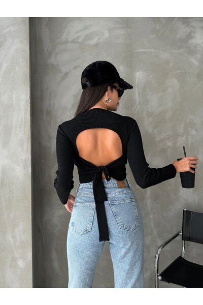 QADİSH Crop with Open Back and Binding Detail