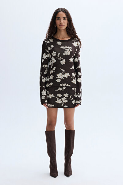 Mudo Jacquard Floral Printed Mini Skirt