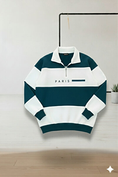NİCE Paris Logo Striped Polo Neck Sweatshirt