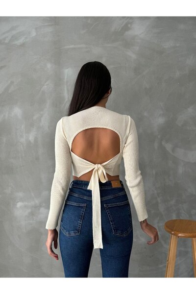 QADİSH Crop with Open Back and Binding Detail
