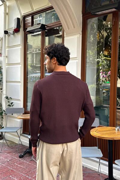 Flaw Wear Buttoned Polo Neck Knitwear Sweater