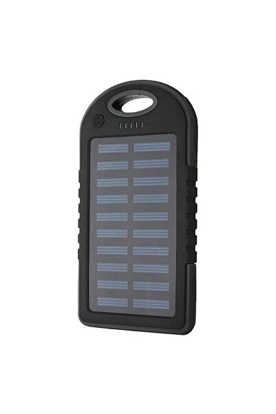 zola Baterie externa cu panou solar 5000 mAh,lanterna LED 1W, 2x USB + microUSB, 15x8x2 cm, negru