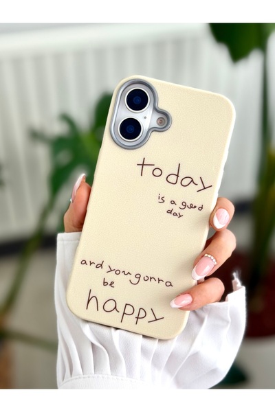 Go Aksesuar Iphone 16 Uyumlu Kaplama Deri Today Tasarımlı Esnek Silikon Kılıf