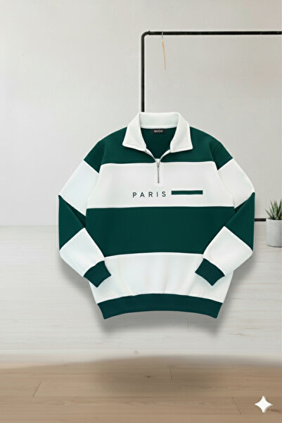 NİCE Paris Logo Striped Polo Neck Sweatshirt
