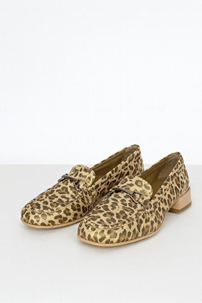 KS KADİR SARAÇ Genuine Leather Leopard Classic Women's Shoes