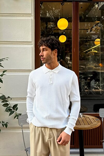 Flaw Wear Buttoned Polo Neck Knitwear Sweater