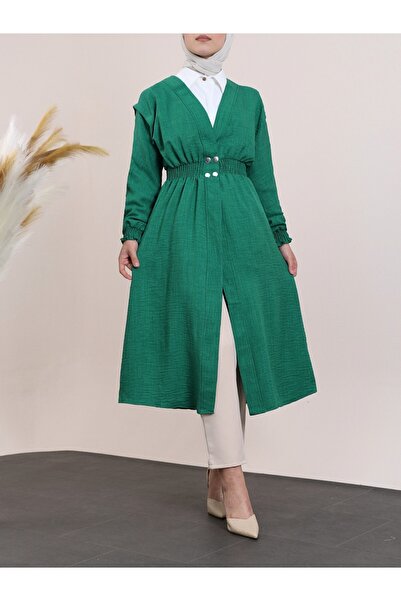 HİJABAYA Ленено сако с еластични ръкави и талия и копчета