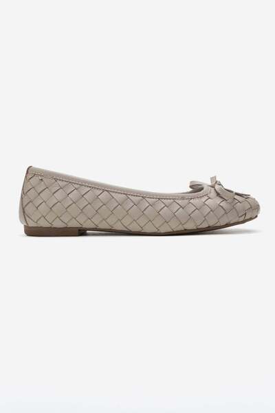 Zeynep Sıradağlı Preslie Women's Leather Ballerinas Gray