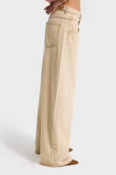 its basic Women's Beige Stone Color 4W5-142 Low Rise Palazzo Fit 100% Cotton Denim Jean