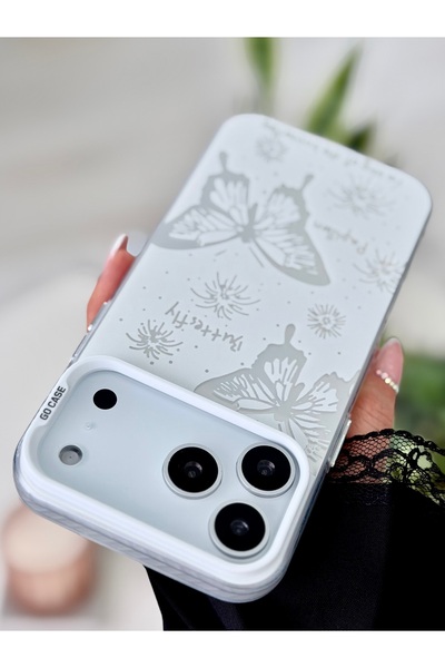 Go Aksesuar iPhone 17 Promax Compatible Non-Fingerprint Printing Patterned Metallic Electro Silicone Case