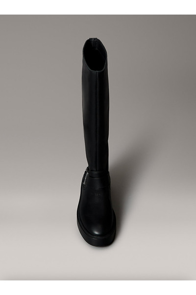 Calvin Klein Leather Stacked Heel Knee Boots