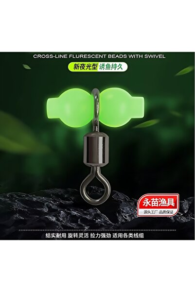 Hokkaido 12 Adet,No:4 Fosforlu Boncuklu,Gezer,T,Köstek Fırdöndüsü,Paslanmaz Ç...