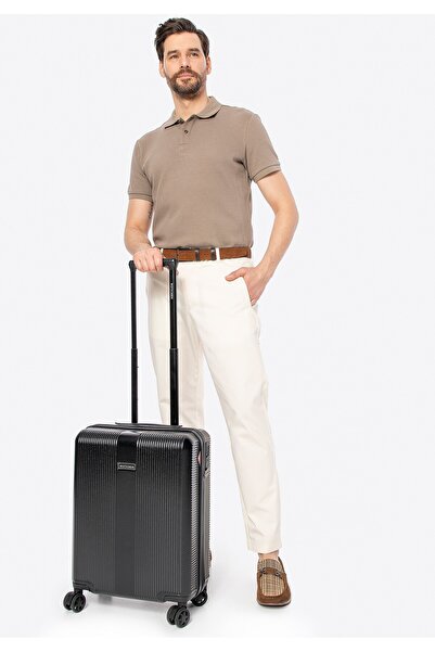 Wittchen Valiză mică pentru bărbați, din policarbonat, cu relief vertical, neagră