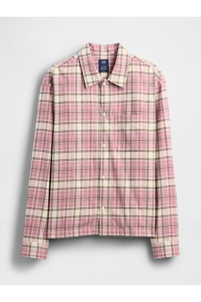 GAP Erkek Pembe Organik Pamuk Relaxed Flannel Gömlek