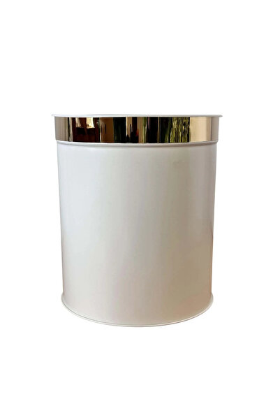 BitkiKapında Petra Krem Metal Saksı Gold Şeritli 28 cm çap