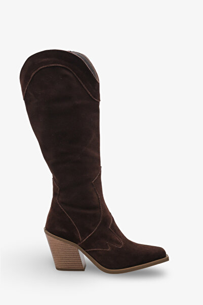 İNNABUTİKK Drayze Kadın Hakiki Deri Günlük Çizme - Kahve Süet