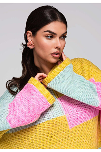 Larica by Ombre Women's Sweater LW-SWSW-0108 - yellow/mint