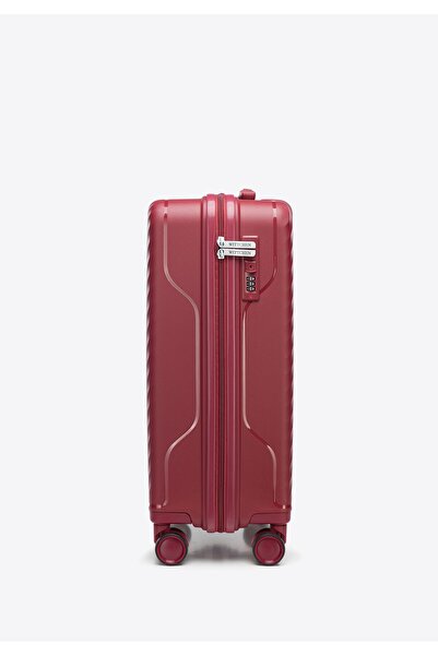 Wittchen Men's Small Suitcase Made of Polypropylene with Diagonal Stripes, Burgundy