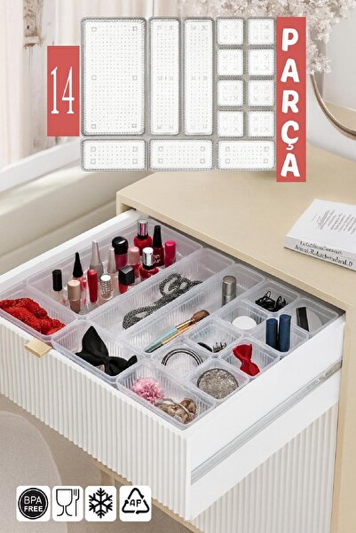 Lilya Home 14-секційний органайзер для шухляд шафи - Органайзер для ложок для...