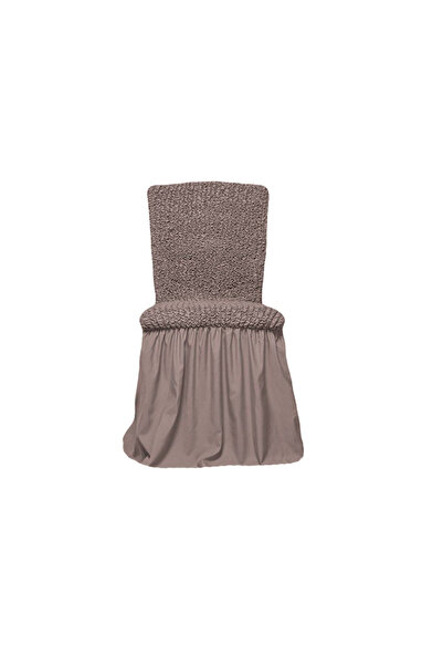 Inovius Set 6 huse scaune cu volane din bumbac elasticizat, Bone -