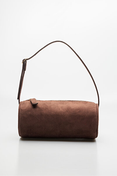 KISCHE Cylinder Suede Coffee Hand and Shoulder Bag Women