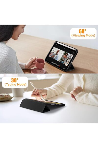 HYX iPad Mini 7/6 Case 8.3" with Pencil Holder, Slim Trifold, Auto Sleep/Wake, Black