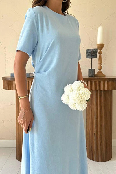 GENCULUS Bebe Avi Pleated Crew Neck Dress