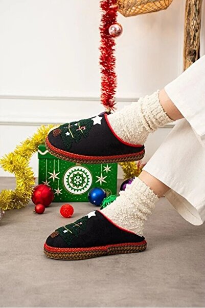 LUFFO Christmas Pine Tree Embroidered Cute Soft Gift Daily Special Christmas Slippers