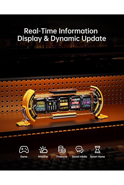 DIVOOM Times Gate Cyberpunk Digital Clock with Smart App Control (Yellow)