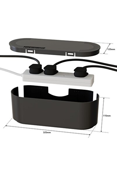 Generic D-Line Cable Tidy Box, Small - Black