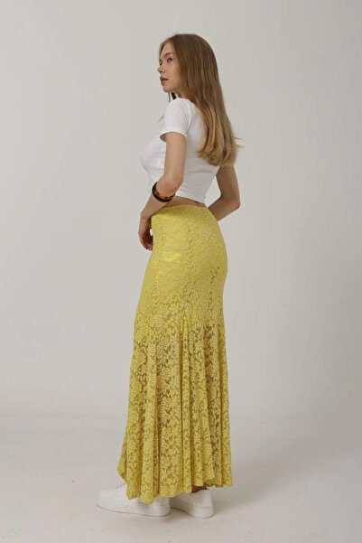 GENCULUS Elastic Waist Lace Skirt Bee
