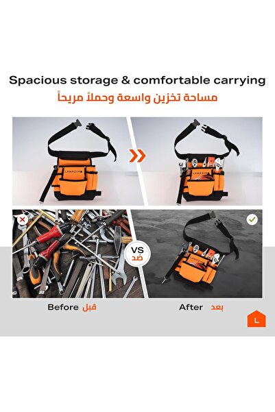 Lawazim Apron Tool Bag Pouch – Waterproof Canvas Waist Apron with Adjustable Strap & Multiple Pock