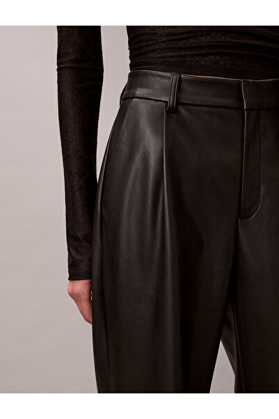 Calvin Klein Faux Leather Pleated Trousers