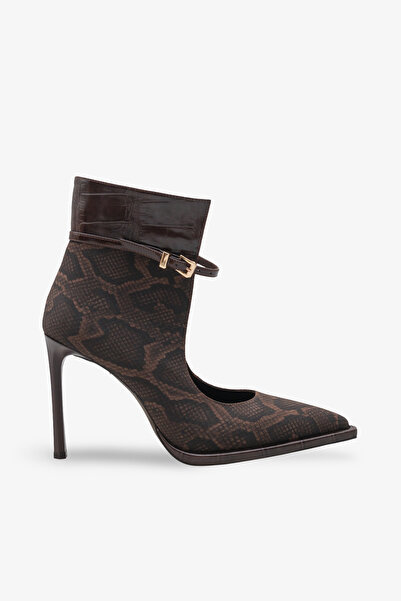 İNNABUTİKK Γυναικείες μπότες με τακούνι Eronza - Καφέ Φίδι