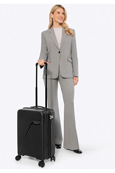 Wittchen Valiză mică bărbătească din polipropilenă cu dungi diagonale, negru ...