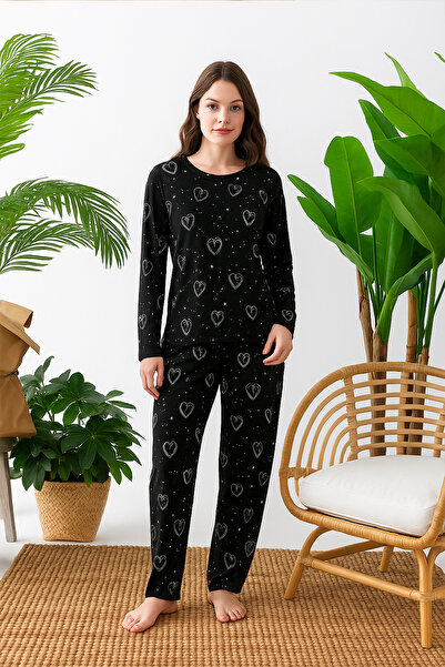 nisaNCa Transitional Long Sleeve Suede Women's Pajama Set- Crew Neck Women's Pajamas