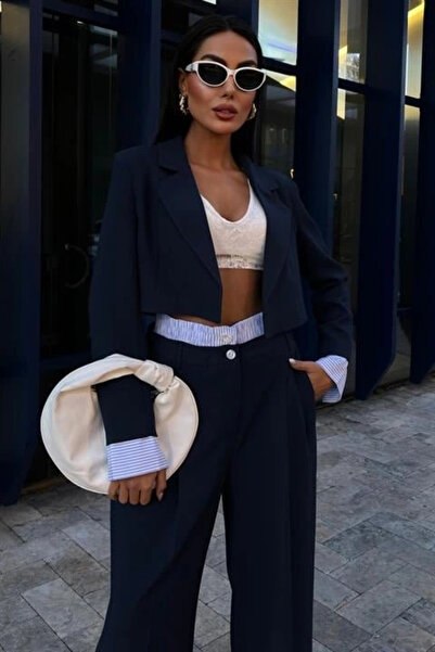 GENCULUS Garni Detailed Crop Jacket Suit 10075