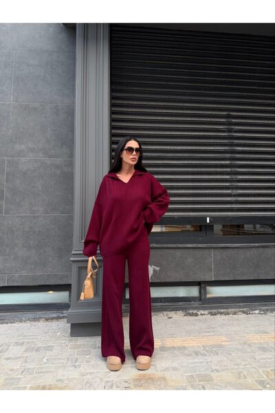 QADİSH طقم مكون من قطعتين من تريكو بياقة بولو مع بنطلون