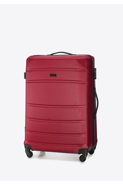 Wittchen Men's Large ABS Suitcase, Red, Grooved, Red ABS
