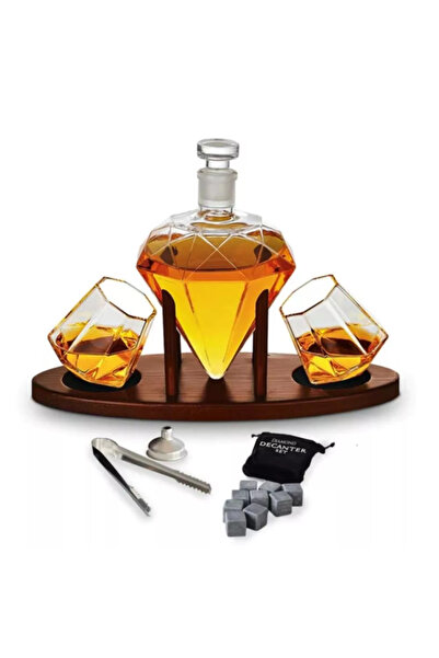 OEM Decanter set with 2 glasses, Diamant Deluxe, 850 and 2x345 ml, stand, tongs, funnel, 9 cooling cubes