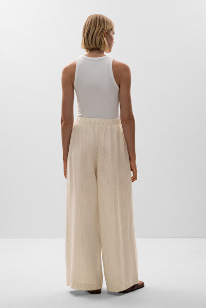 Oysho Wide leg striped 100% linen trousers