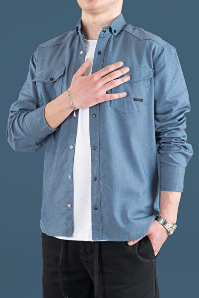 bombe Slim Fit Men's Cotton Denim Shirt