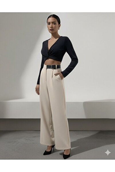 Pelin Jeans Fabric Pants Loose Fit (Side Buckle Detail)