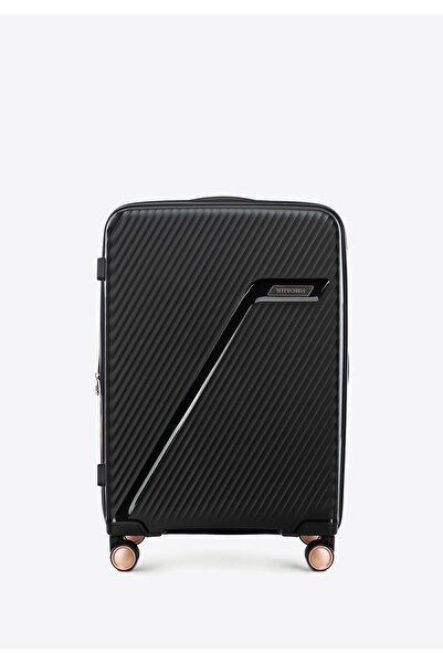 Wittchen Set de valiză bărbătească din polipropilenă cu dungi diagonale negre și aurii, negru
