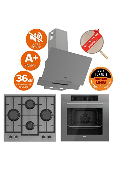 Ferre FlowArt&SilentArt GRY Yeni Seri Sessiz Antrasit Gri Ankastre Set (D065-...