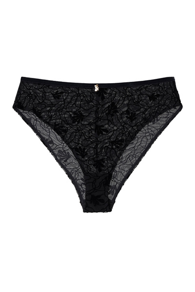 ESOTIQ Women's Elegant Briefs Floral Embroidered Mesh with Golden Pendant Sensual | Organique