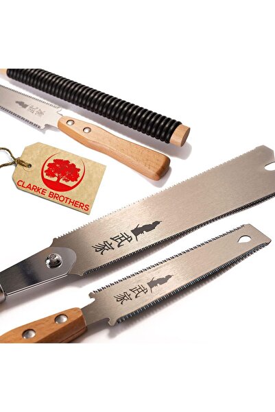 Generic Ryoba Japanese Pull Saw 9.5" & 6" Flush Cut Saw Set (2 pcs) - Steel Blades, Beech Handles