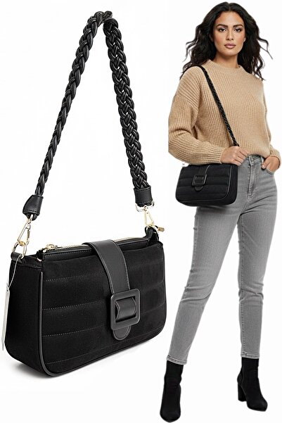 Nas Bag Çanta Yeni Sezon Omuz Çapraz Çanta Siyah Süet