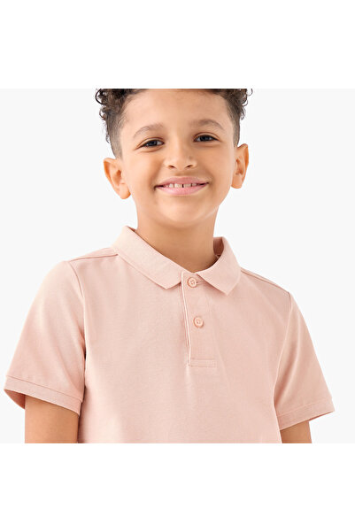 Juniors Solid Polo T-shirt with Short Sleeves